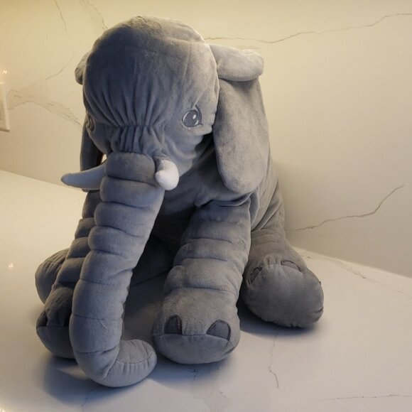 Missing Tag Elephant Gray Stuffed  Animal Pillow Jumbo Big Plush Toy 24" - Picture 3 of 8